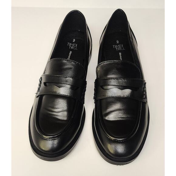 Time and Tru Faux Leather Penny Loafers Casual Business Shoes Black Size US9 - Picture 4 of 8